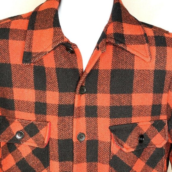 Vintage Buffalo Plaid Red Black Wool Jacket - Picture 2 of 9